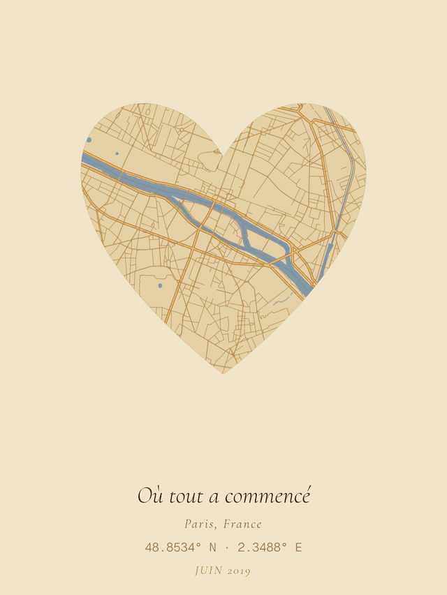 Paris map in vintage warm-press theme
