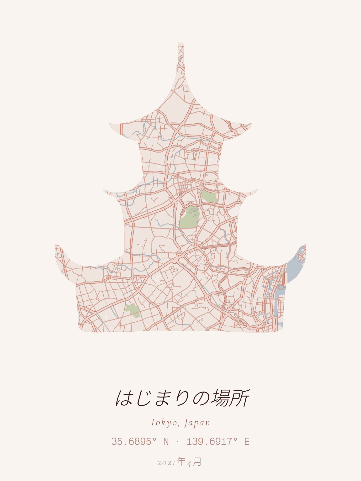 Tokyo, Japan map art