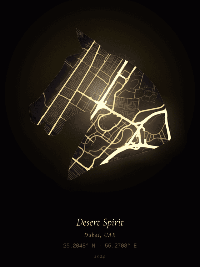 Dubai map in city lights theme